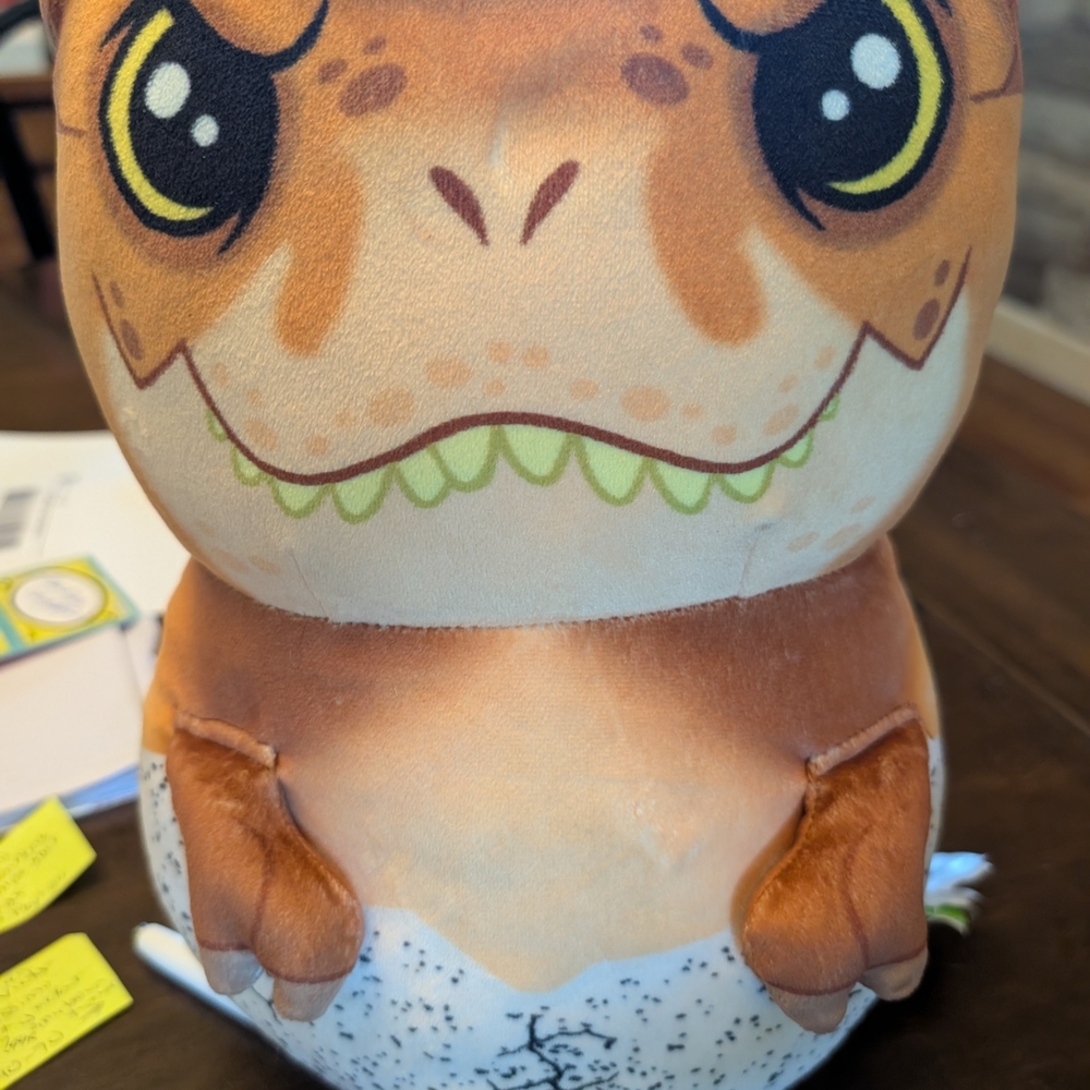Cute Brown and White Dino Plush — Soft Stuffed Animal for Kids